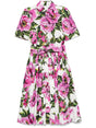 DOLCE & GABBANA Peony Print Short Sleeved Cotton Midi Dress