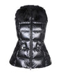 MONCLER Metallic Grey Fitted Sleeveless Jacket with Removable Hood