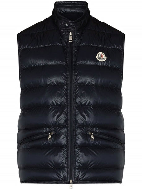 MONCLER Men's Black Glossy Down Vest for SS24