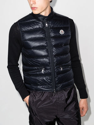 MONCLER Men's Black Glossy Down Vest for SS24