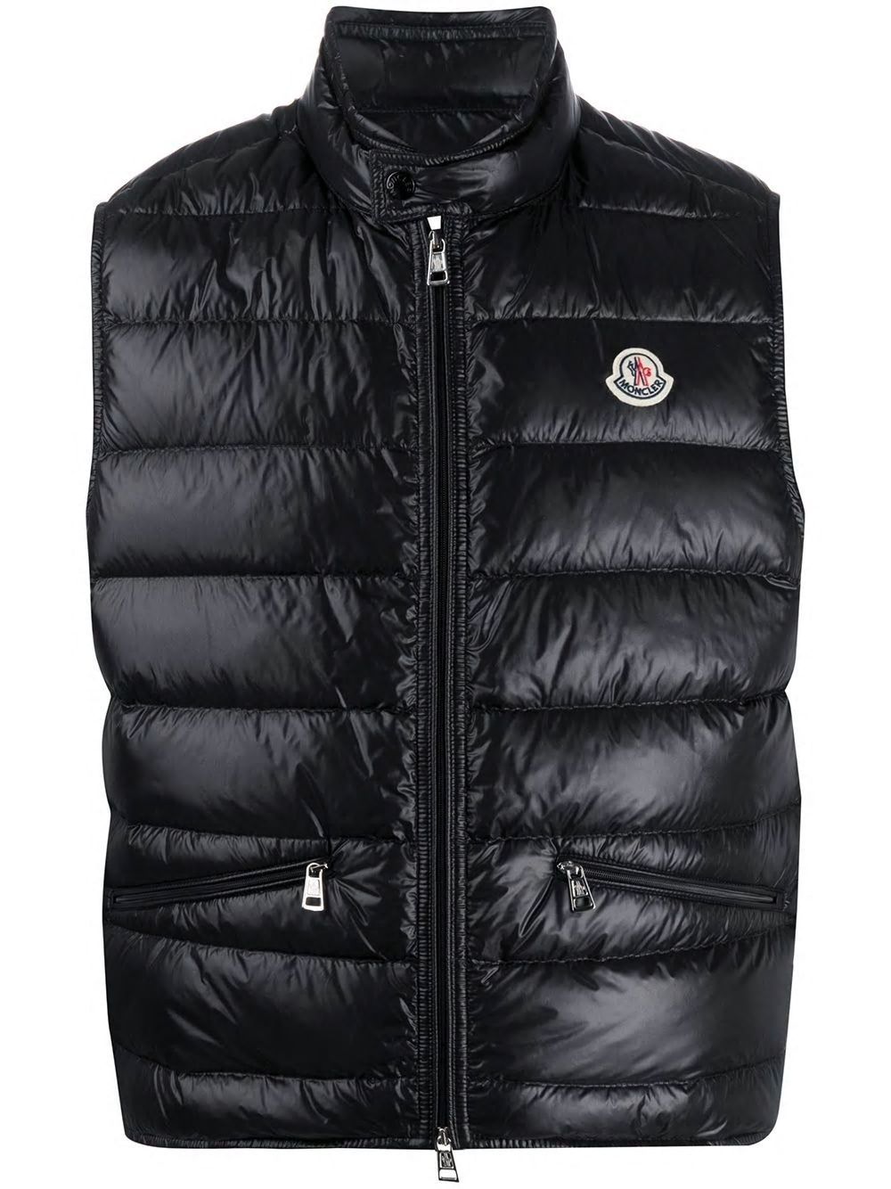 MONCLER Men's Black Glossy Down Vest for SS24