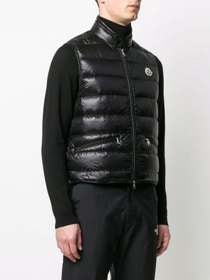 MONCLER Men's Black Glossy Down Vest for SS24