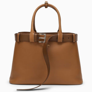 PRADA Large Caramel Leather Handbag with Buckle Detail