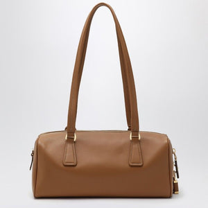 PRADA Elegant Caramel Leather Medium Bowling Handbag