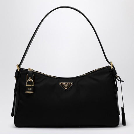 PRADA Large Re-Nylon and Leather Shoulder Handbag