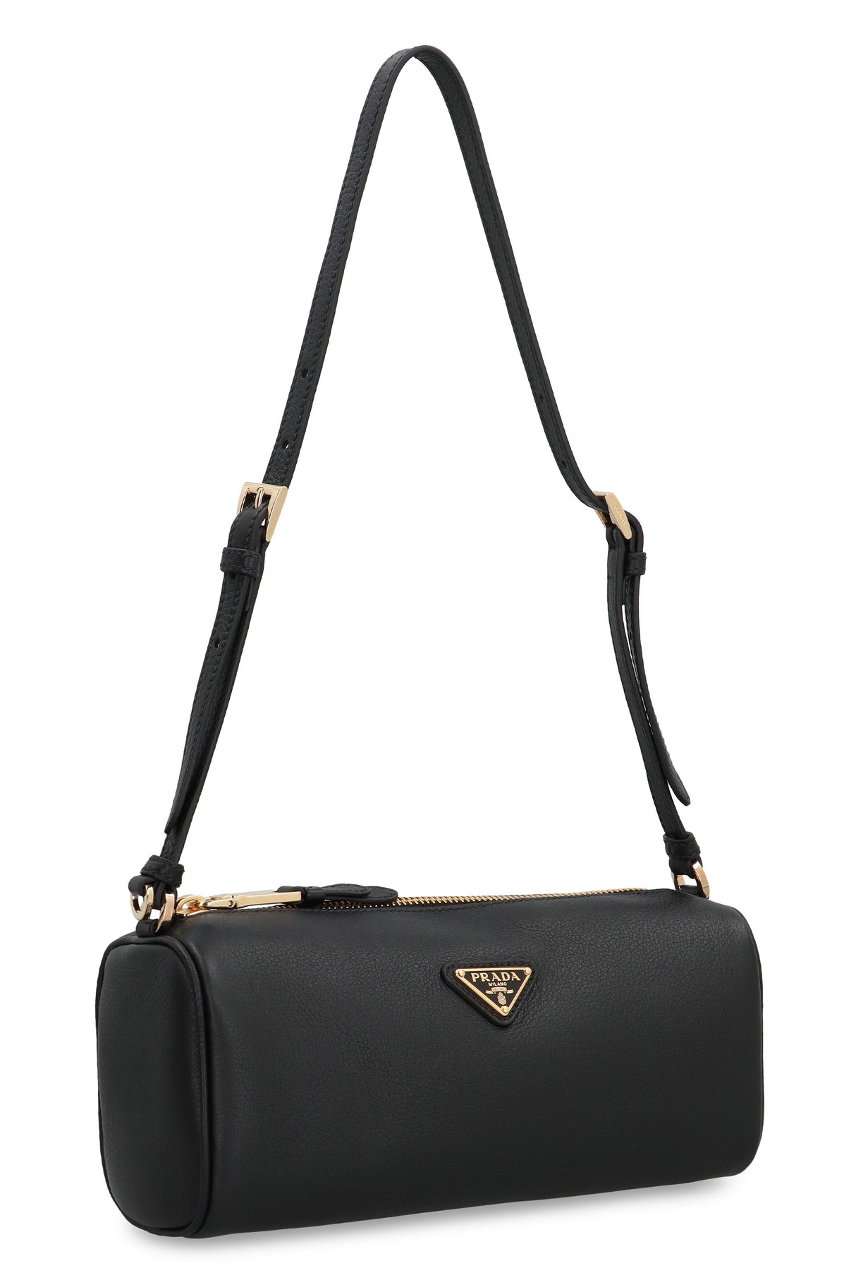 PRADA Pebbled Calfskin Shoulder Handbag with Top Zippered Closure - 22 cm