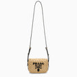 PRADA Natural and Black Raffia Mini Shoulder Handbag