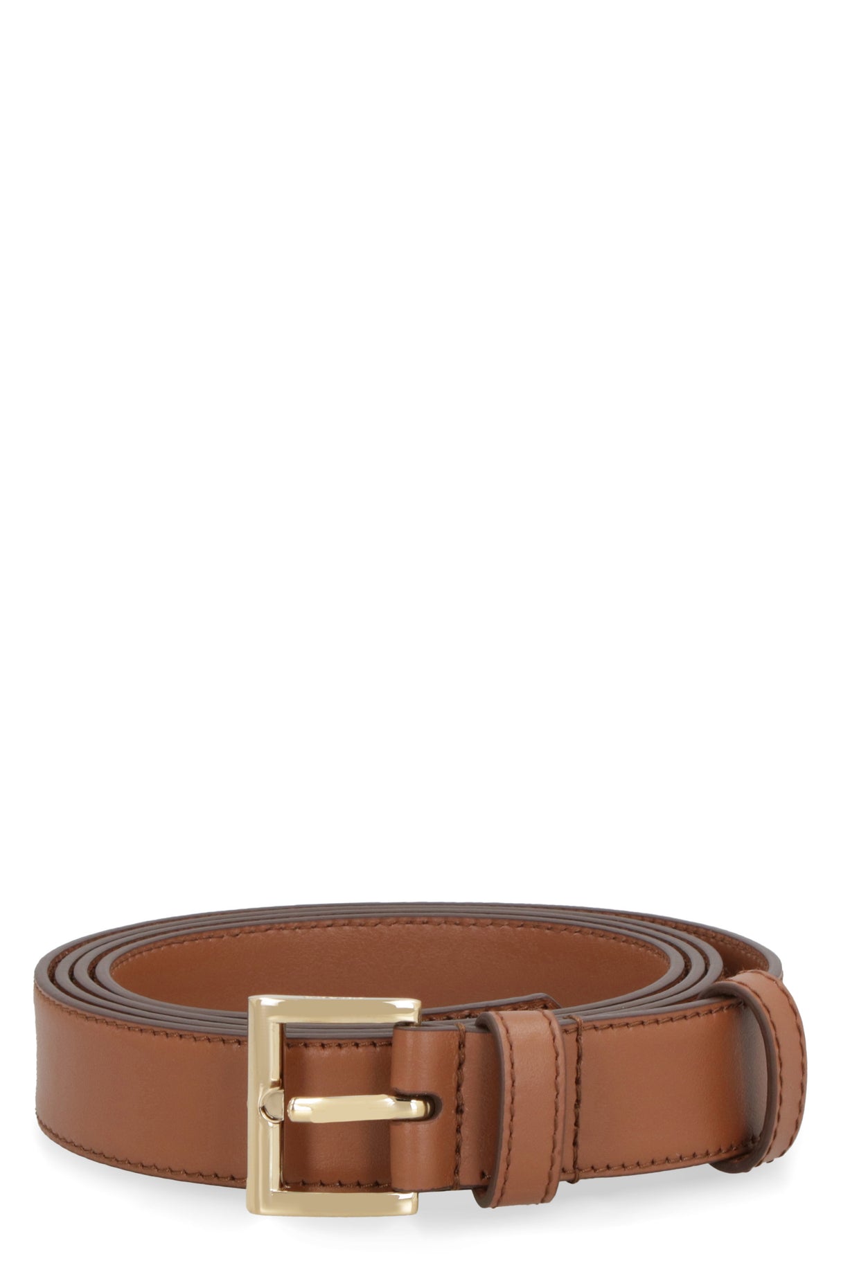 PRADA Leather Belt with Gold-Tone Buckle - 2.5 cm Height