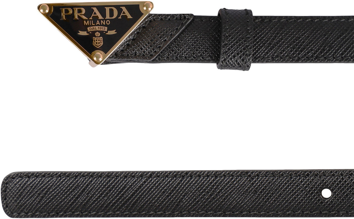 PRADA Luxury Leather Belt with Metal Buckle