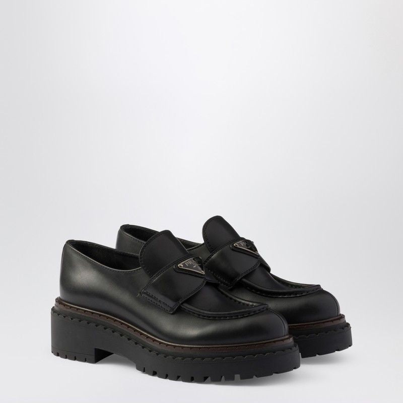 PRADA Brushed Leather Moccasin Loafers for Women