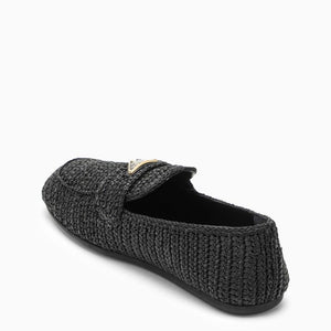 PRADA Chic Raffia Loafers with Logo Accent