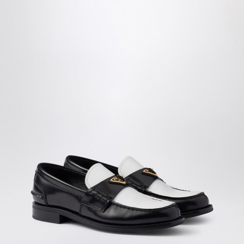 PRADA Two-Tone Brushed Leather Moccasins for Women