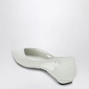 PRADA Pointed Toe Cut-Out Leather Ballerina