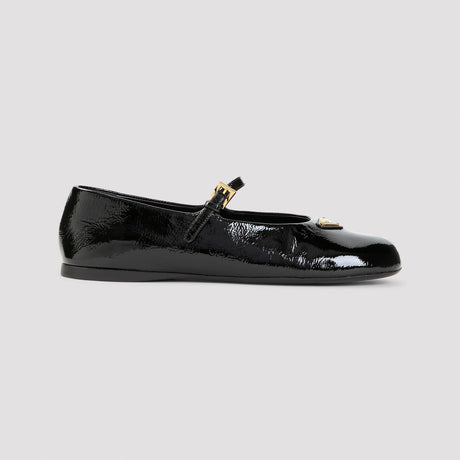 PRADA Classic Patent Leather Ballet Flats with Adjustable Strap - Size Available