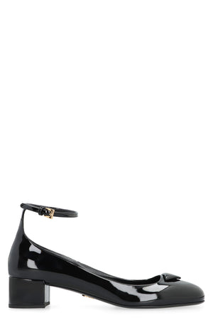 PRADA Elegant Patent Leather Pumps with Adjustable Ankle Strap