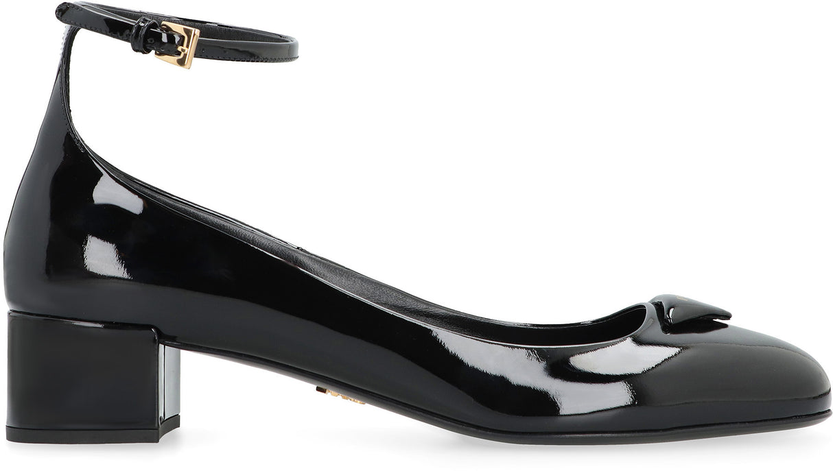 PRADA Elegant Patent Leather Pumps with Adjustable Ankle Strap