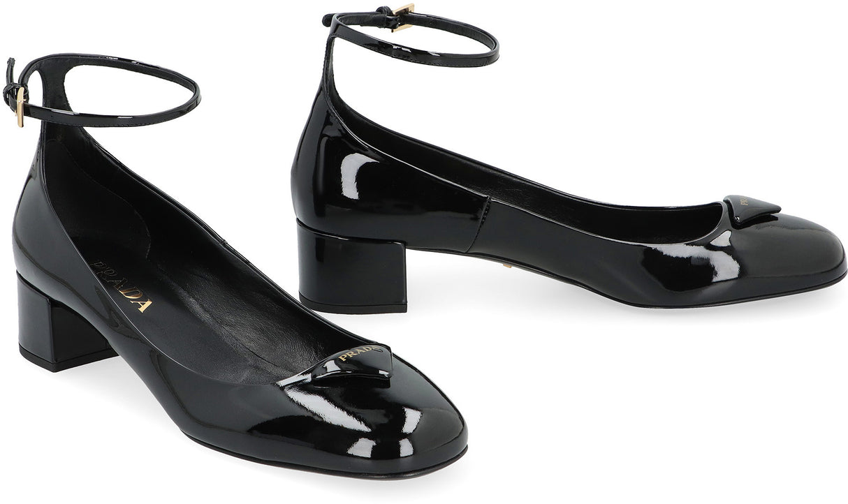 PRADA Elegant Patent Leather Pumps with Adjustable Ankle Strap