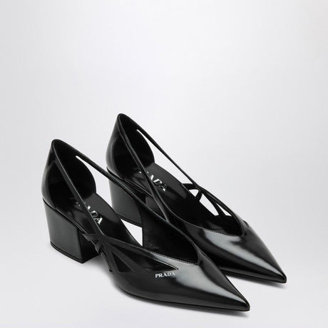 PRADA Cut Out Brushed Leather Décolleté Pumps