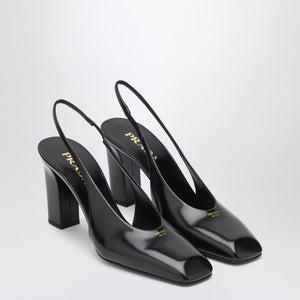 PRADA Women's Leather Slingback Pumps with High Wrapped Heel