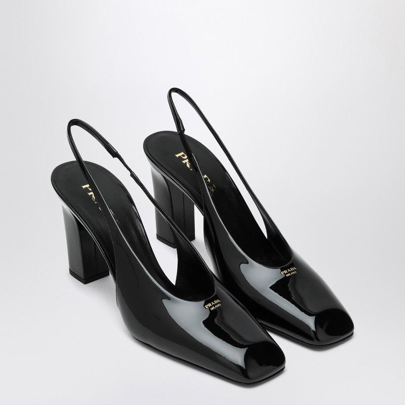 PRADA Patent Leather Slingback Pumps with High Heel