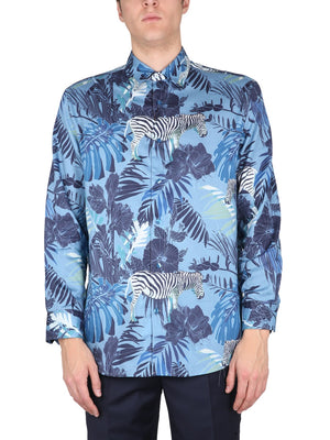 ETRO Floral Print Silk Shirt with Pointed Collar