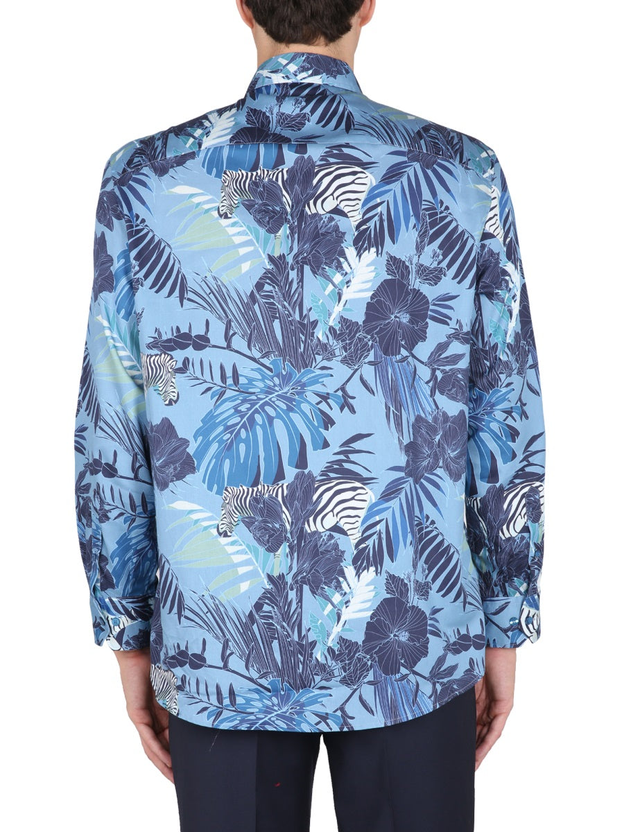 ETRO Floral Print Silk Shirt with Pointed Collar