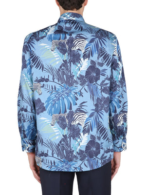 ETRO Floral Print Silk Shirt with Pointed Collar