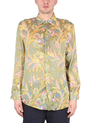 ETRO Floral Print Silk Shirt with Pointed Collar