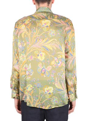 ETRO Floral Print Silk Shirt with Pointed Collar