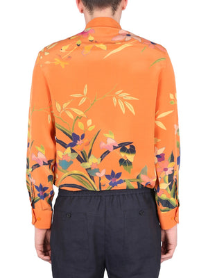 ETRO Floral Print Silk Shirt with Pointed Collar