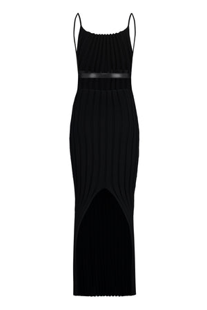 ALEXANDER WANG Knit Dress with Coordinated Leather Belt and Back Slit