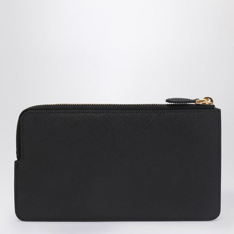 PRADA Mini Zip Card Holder in Saffiano Leather