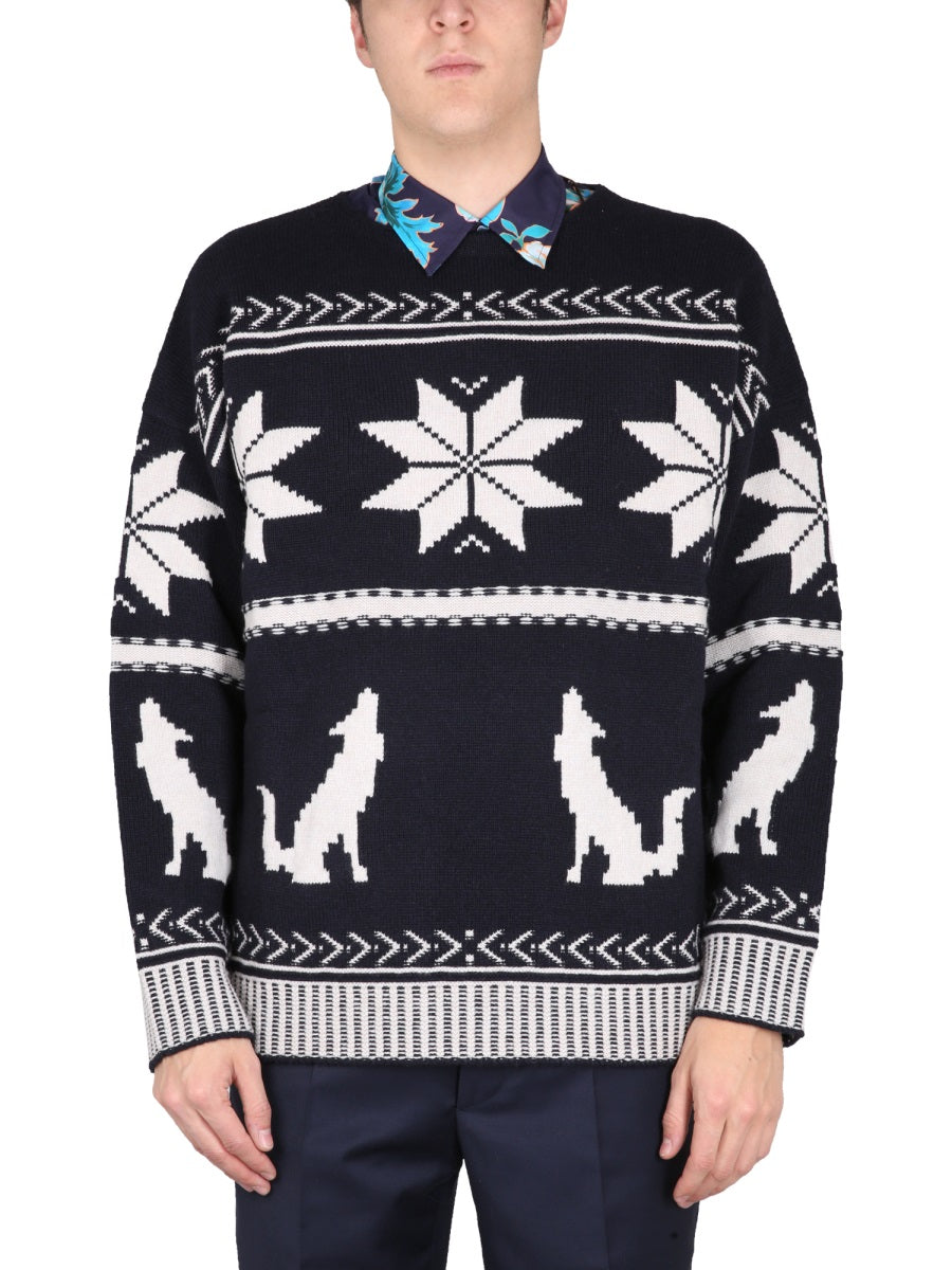 ETRO Men's Virgin Wool Sweater with Inlaid Pattern