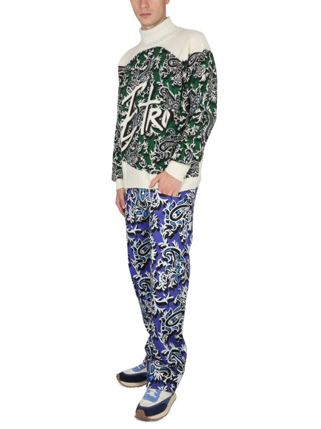 ETRO Men's Paisley Print T-Shirt with Logo Embroidery