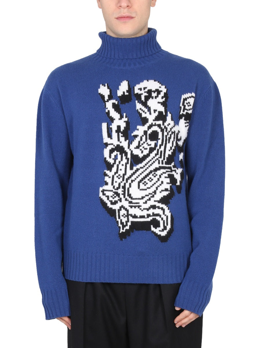 ETRO Inlaid Jacquard Turtleneck Sweater - High Neck Regular Fit