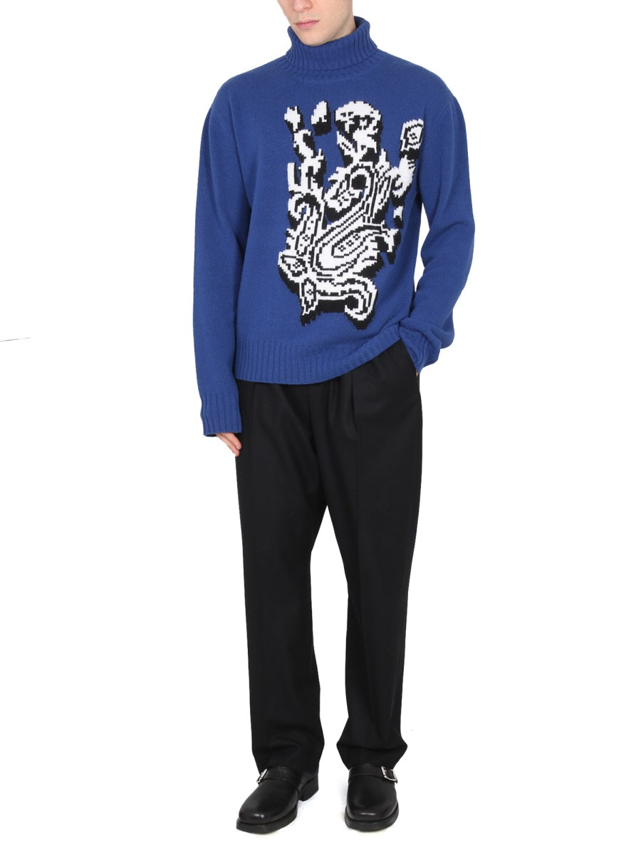 ETRO Inlaid Jacquard Turtleneck Sweater - High Neck Regular Fit