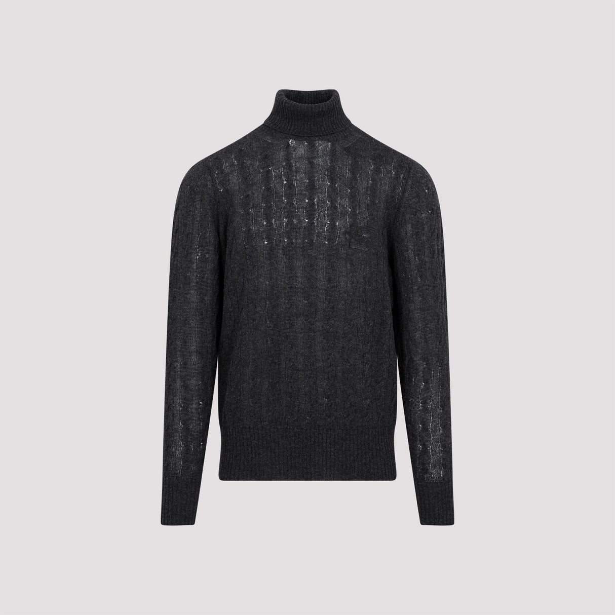 ETRO Grey Cable-Knit Cashmere Sweater for Men