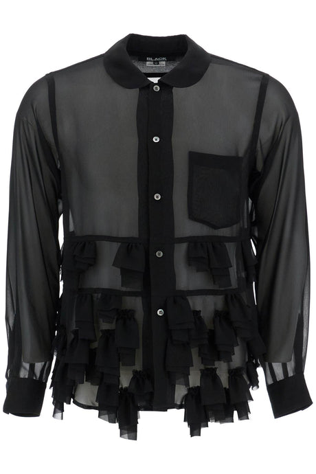 COMME DES GARÇONS SHIRT Fluid Georgette Blouse with Ruffle Details - Size M