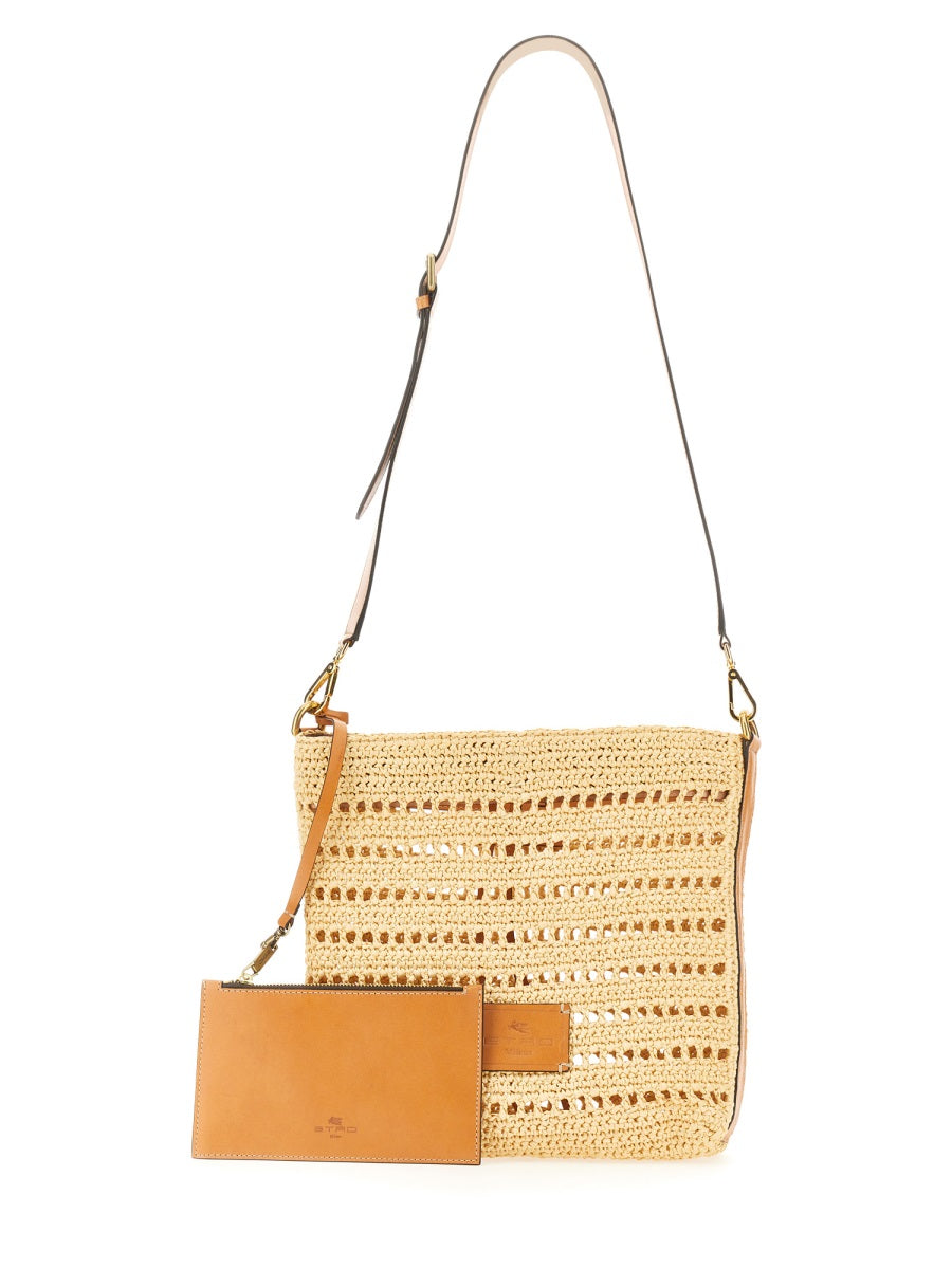 ETRO Mini Perforated Raffia Crossbody Handbag