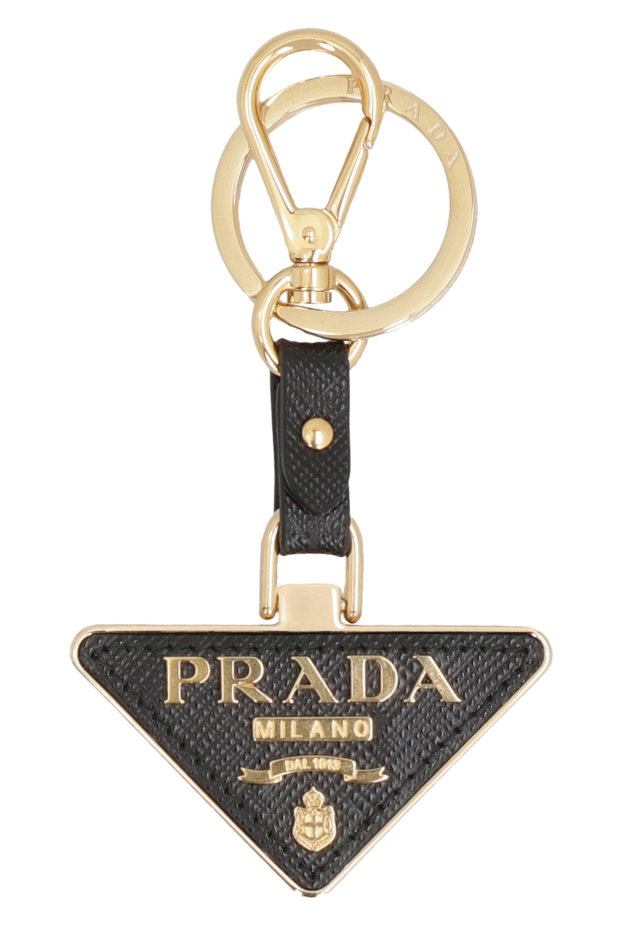 PRADA Saffiano Leather Keyring for Women with Gold-Tone Hardware