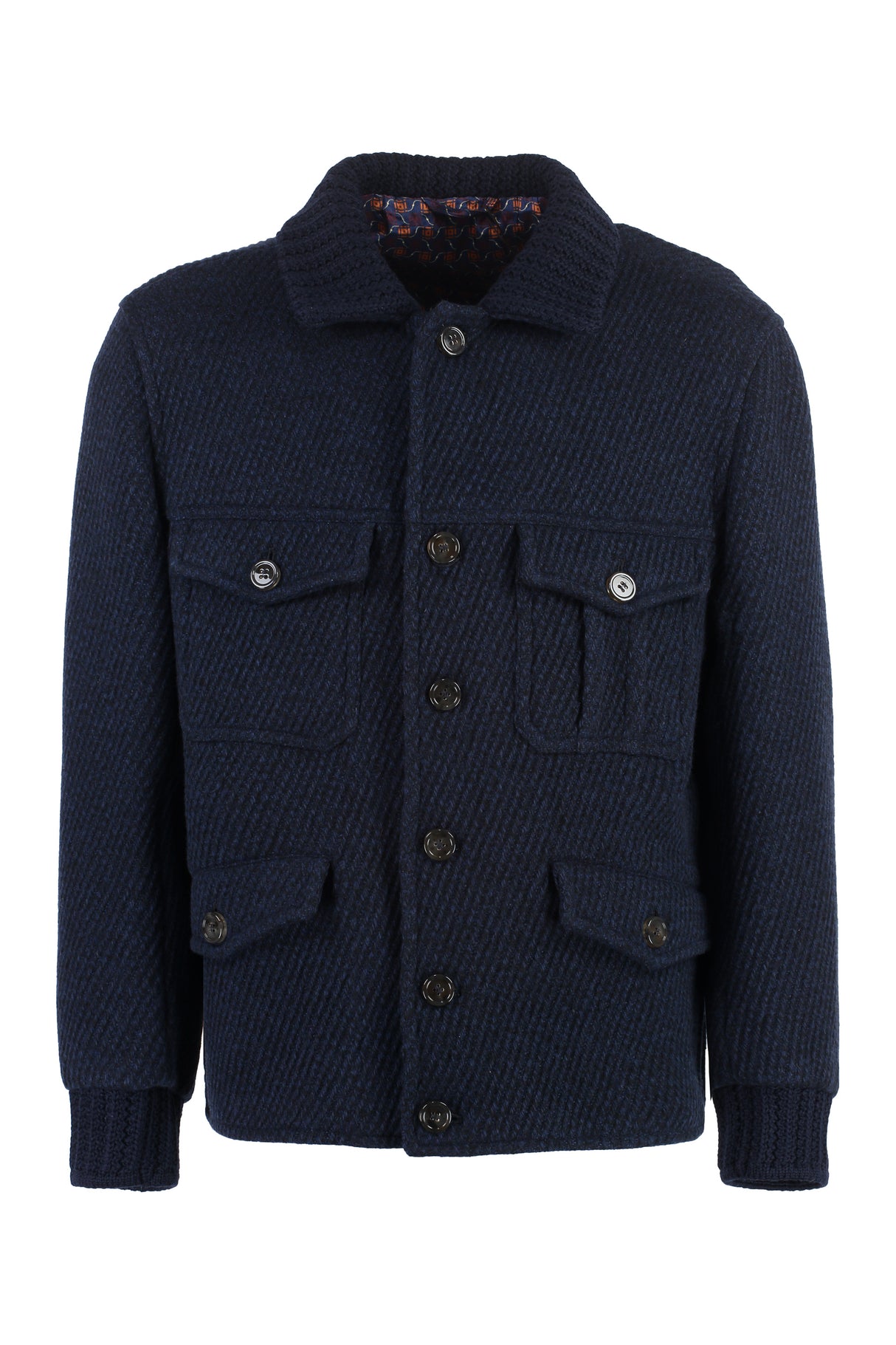 ETRO Wool Knit Jacket with Four Front Flap Pockets