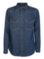 VALENTINO Classic Blue Denim Shirt with Buttoned Closure - Regular Fit