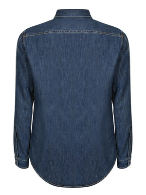 VALENTINO Classic Blue Denim Shirt with Buttoned Closure - Regular Fit