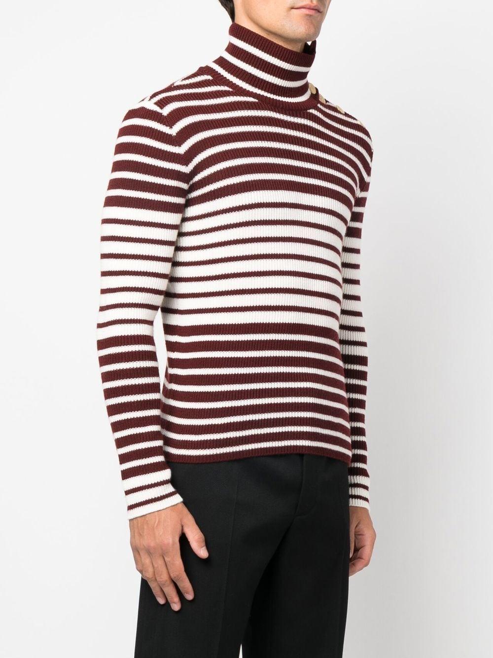 VALENTINO Men's Ivory and Bordeaux Virgin Wool Sweater for Fall/Winter 2024