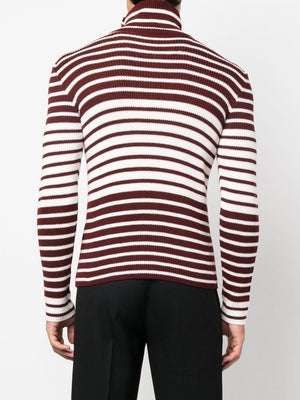 VALENTINO Men's Ivory and Bordeaux Virgin Wool Sweater for Fall/Winter 2024