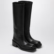 PRADA High Calfskin Leather Boot with Block Heel