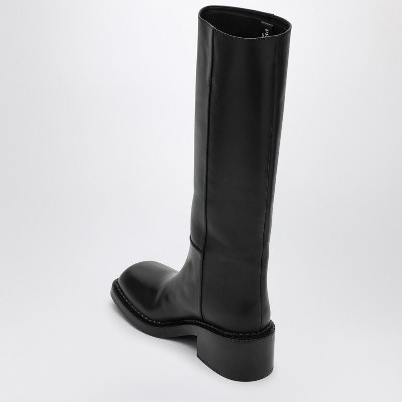 PRADA High Calfskin Leather Boot with Block Heel