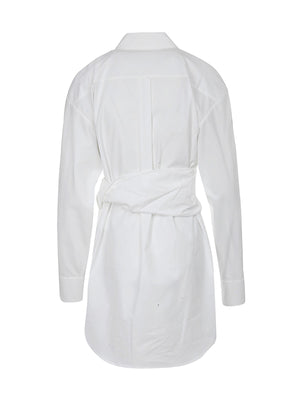 ALEXANDER WANG Pulled Shirt Dress with Back Cummerbund - Mini Length