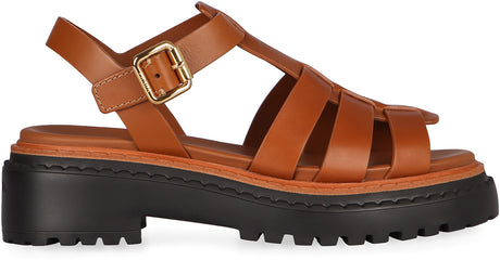 PRADA Women’s Adjustable Ankle Strap Leather Sandals