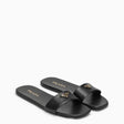 PRADA Elegant Low Black Leather Sandal with Logo